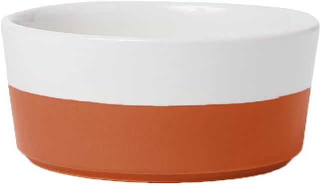 Waggo Dipper Ceramic Dog Bowl for Small and Large Breeds - Heavyweight and Durable Pet Food and Water Dish Crock, Dishwasher Safe, Modern (Teracotta, Medium)