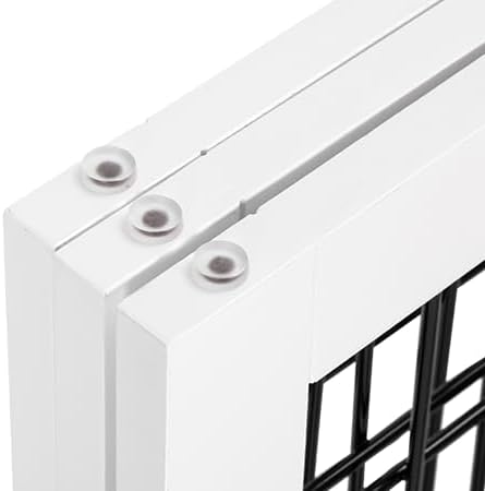 Spirich Free Standing Foldable Wire Pet Gate for Dogs, 80 inches Extra Wide, 30 inches Tall 4 Panels Dog Gate for the House, Doorway, Stairs, Pet Puppy Safety Fence,Set of Support Feet Included, White