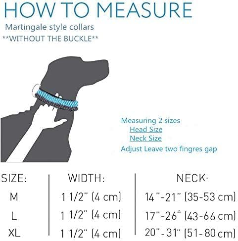 Martingale Collar 1.5 Inch Wide 1200D Extra Strong Nylon Dog Collar, No Pull Heavy Duty Dog Collar with 2-Color Stripe for Medium to XLarge Dogs (Large, 1 1/2 Inch Wide, Black & Grey)