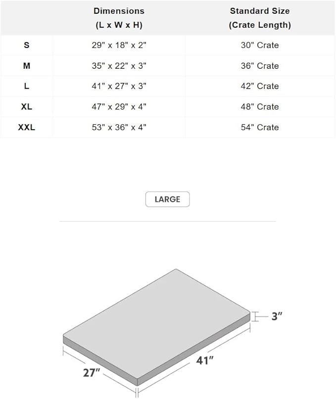 K9 Ballistics Tough Ripstop Orthopedic Crate Bed - Durable Kennel Pad with Washable Cover for Large Dogs, 41 x 27 fits 42” Wire Crate, Blue Quartz