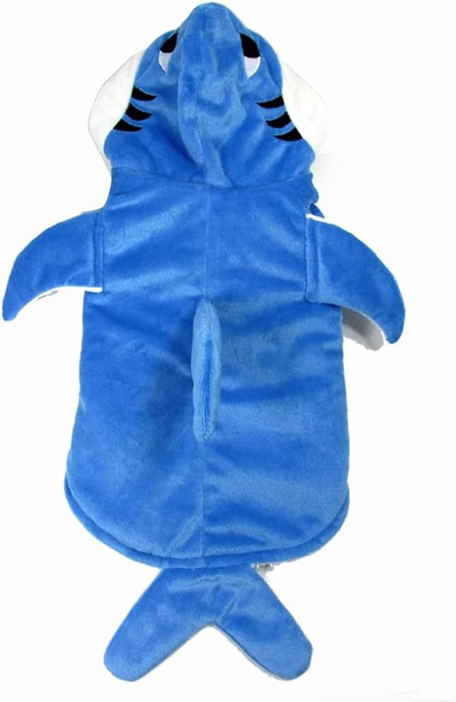 NACOCO Dog Shark Costume Cute Pet Clothes Halloween Holiday Coat Hoodie for Cats and Dogs (Blue, L)