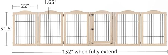 unipaws 132" Extra Wide Dog Gate and Pet Playpen, Free Standing Tall Fence with Walk Through Door, Barriers for Home, Use as Indoor Dogs Cats Pen, Rabbit Pen, Nature