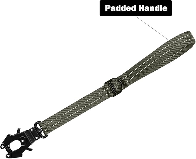 ICEFANG Short Dog Leash 25Inch Reflective Nylon Traffic Leash with Padded Handle,Heavy Duty Auto Lock Swivel Clip for Medium Large Dogs No Pull Training Walking (Green, 25 Inch)