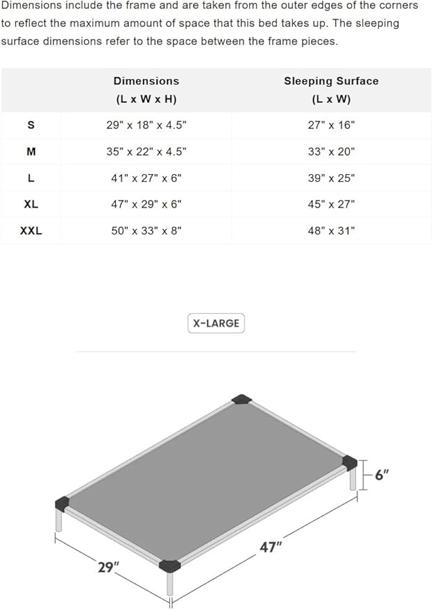 K9 Ballistics Chew Proof Elevated Outdoor Cooling Cot Bed for X Large Dogs - Virtually Indestructible, Preassembled, Withstands Aggressive Chewers - XL, Ripstop Obsidian Black