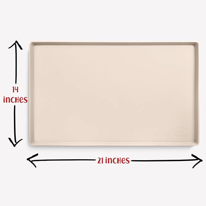 DogBuddy Waterproof Dog Food Mat with Raised Edge, Silicone - Nonslip Pet Feeding Mat for Floors (M: 21' x 14', Vanilla)