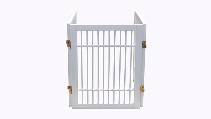 Pet Dog Gate Strong and Durable Freestanding Folding Acacia Hardwood Portable Wooden Fence Indoors or Outdoors by Urnporium (White Pet Gate, 3 Panel 24" Tall)