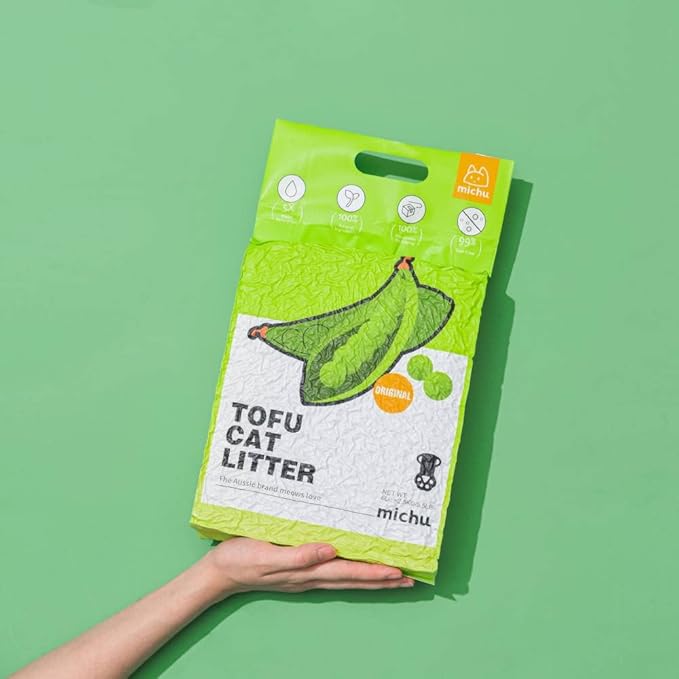 Michu Tofu Cat Litter Natural Clumping Tofu Cat Litter, Fast Clumping and Easily Scoop-able 5.5lb/88oz 5 Scents - Original, 3 Pack