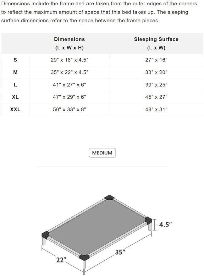 K9 Ballistics Chew Proof Elevated Outdoor Cooling Cot Bed for Medium Dogs - Virtually Indestructible, Preassembled, Withstands Aggressive Chewers - M, Obsidian Black Ripstop