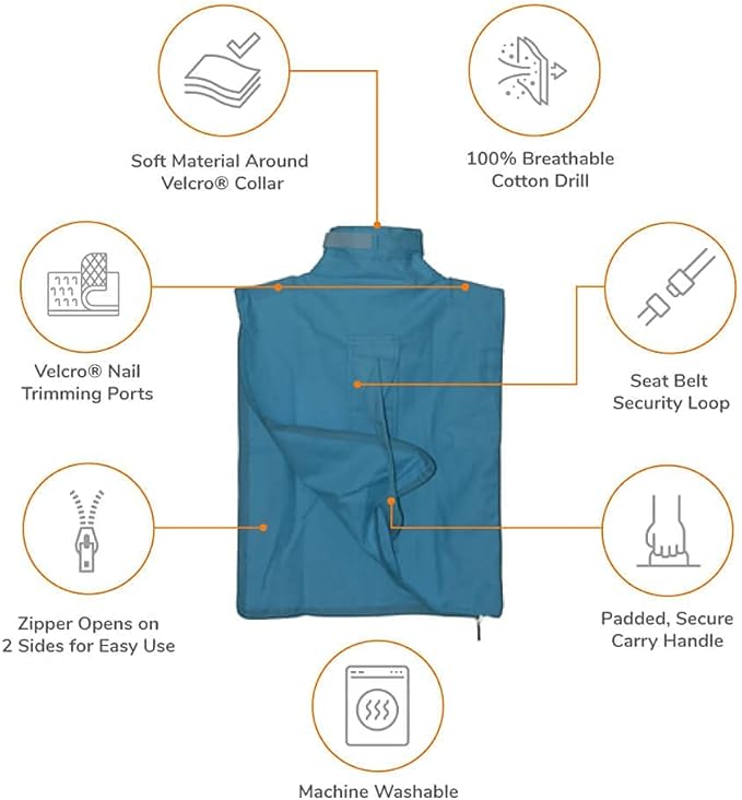 Cat-in-the-Bag Cozy Comfort Carrier - Extra Small Light Blue Cat Carrier Soft and Pet Carrier Administration, Grooming, Vet Visits, Dental Care, and Nail Trimming