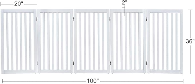 unipaws 36”H Free Standing Pet Gate for Dog and Cat, Tall Wooden Dog Gates for Doorway, Stairs, Doggy Room Divider, Foldable Pet Fence for The House, Expandable Doggy Barrier, Indoor Use, White