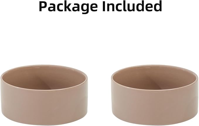 Ceramic 6.1inch Dog Bowls for Small and Medium Breed Dog Dish Pet Food and Water Bowl (Set of 2 Bowls - Dark Green, 28oz)