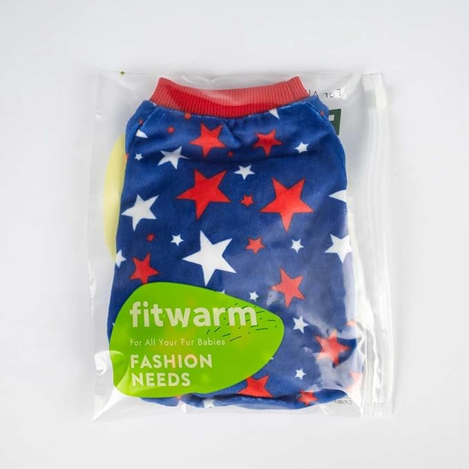 Fitwarm 4th of July Dog Pajamas, Patriotic Stars Dog Clothes for Small Dogs Boy Girl, Dog Onesie with Feet, Pet Outfit, Red, Blue, White, XL