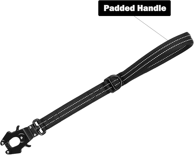 ICEFANG Short Dog Leash 25Inch Reflective Nylon Traffic Leash with Padded Handle,Heavy Duty Auto Lock Swivel Clip for Medium Large Dogs No Pull Training Walking (Black, 25 Inch)