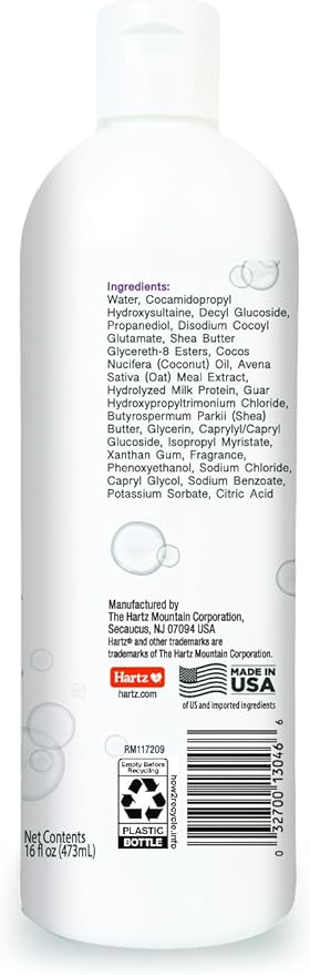 New! Hartz True Coat Curly or Wavy Coat Specific Dog Shampoo, Detangles & Conditions with Oat Milk, Coconut Oil & Shea Butter