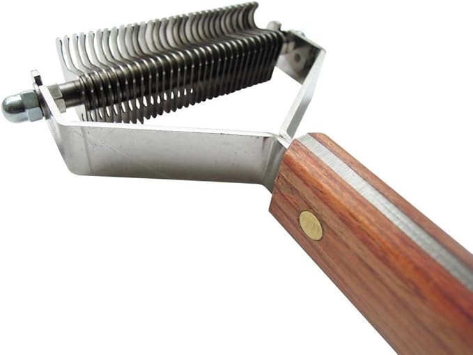 Mars Coat King Double Wide Dematting Undercoat Grooming Rake Stripper Tool for Dogs and Cats, Stainless Steel with Wooden Handle for Thick Coats, 30-Blade Stripper for Groomers, Pet Owners