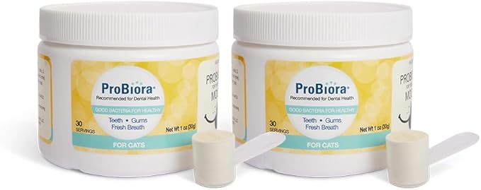 Probiora for Cats | Oral Care Probiotic Supplement | Pet Probiotics to Reduce Bad Breath | Cat Nutritional Supplement for Dental Health | 30 Servings (Jar) (30 Serving (Pack of 2), Jar)