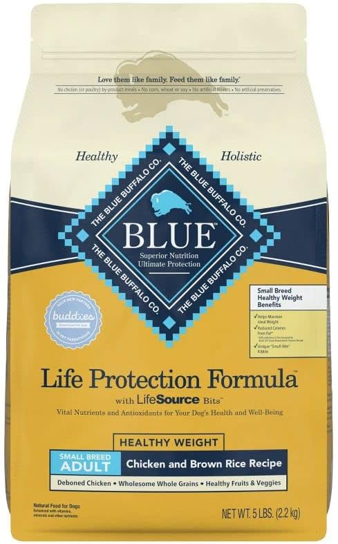Blue Buffalo Life Protection Formula Healthy Weight Small Breed Dry Dog Food, Supports an Ideal Weight, Made with Natural Ingredients, Chicken & Brown Rice Recipe, 5-lb Bag