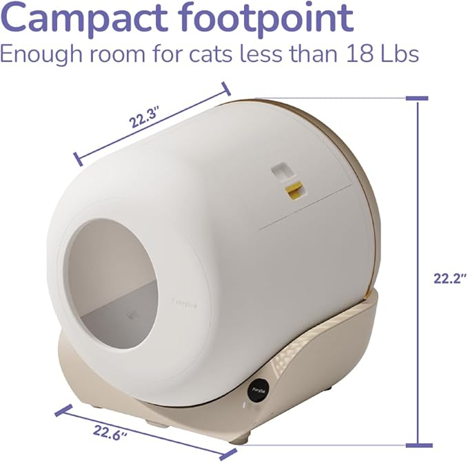 Furrytail Automatic Litter Box Pro – Self-Cleaning, Odor Control, Spacious Interior & Large Waste Bin, Includes Litter Tracking Mat with APP Control