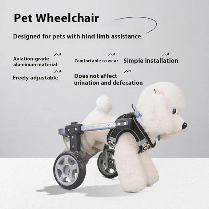 Dog Wheelchair for Back Legs,Adjustable Pets Cart Mobility Aids for Little Pets,Chest & Thigh Support,Suitable Small Medium Dogs (Four Rounds, L)