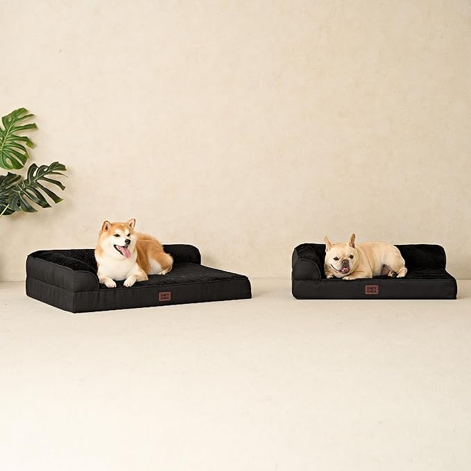 EHEYCIGA Memory Foam Dog Bed Medium Sized Dogs, Waterproof Dog Bed Orthopedic with Washable Removable Cover, Non-Slip Pet Bed Couch for Crate, 30x20x6 Inches, Black
