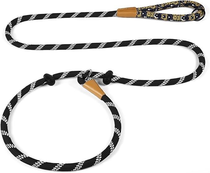 lynxking Slip Lead Dog Leash Reflective, Heavy Duty Comfortable Strong Rope for Large Medium Small Dogs No Pull Pet Training (Black, 2PCS Large 1/2in x 6ft)