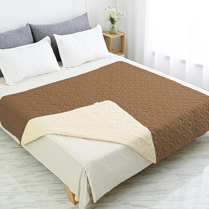 Ameritex Waterproof Pet Bed Cover Anti-Slip Dog Bed Blanket for Sofa and Furniture Waterproof New Pattern Design (Camel, 30x53 Inch (Pack of 1))