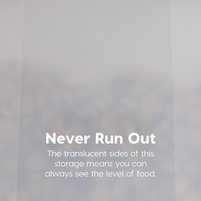 IRIS USA WeatherPro Airtight Dog Food Storage Container, Up to 58 lbs, Attachable Wheels, For Dog Cat Bird and Other Pet Food Storage Bin, Keep Fresh, Translucent Body, Pearl/Almond