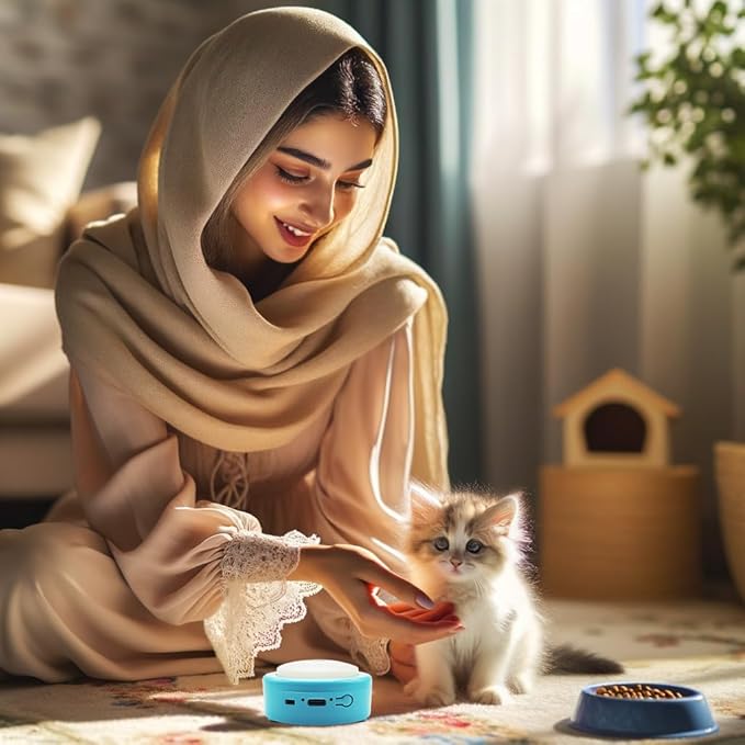 Talking Buttons for Cats and Dogs, Set of 4 Blue Rechargeable Buttons with Voice Recording for Pet Communication, Long Standby Time, Puppy & Kitten Easy Press Training Buzzer