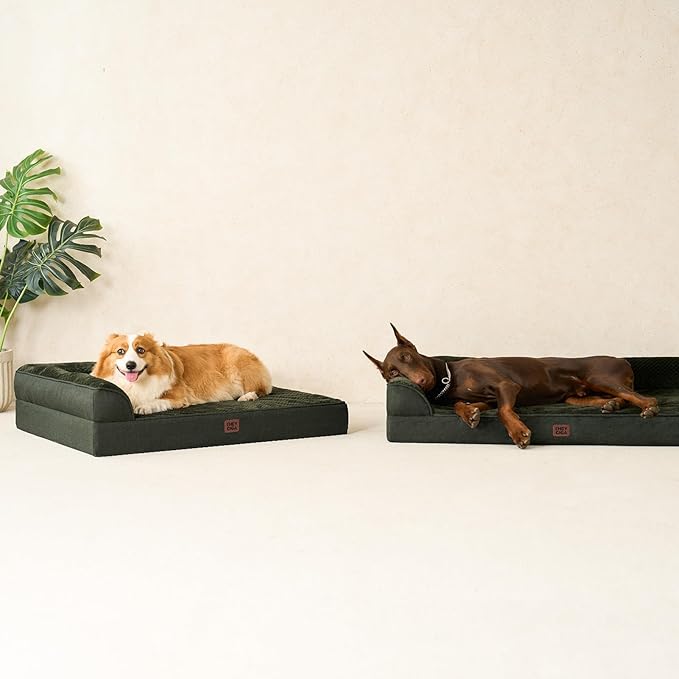 EHEYCIGA Memory Foam Dog Bed Medium Sized Dogs, Waterproof Dog Bed Orthopedic with Washable Removable Cover, Non-Slip Pet Bed Couch for Crate, 30x20x6 Inches, Dark Green