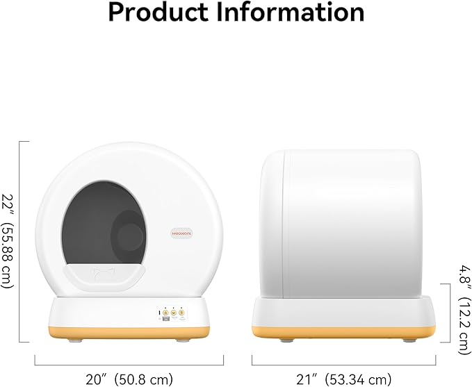MeoWant Automatic Cat Litter Box,Anti Pinch Self Cleaning Litter Box for Multiple Cats, App Control/Odor Free/Extra LargAutomatic Cat Litter Box Includes Trash Bags, Yellow