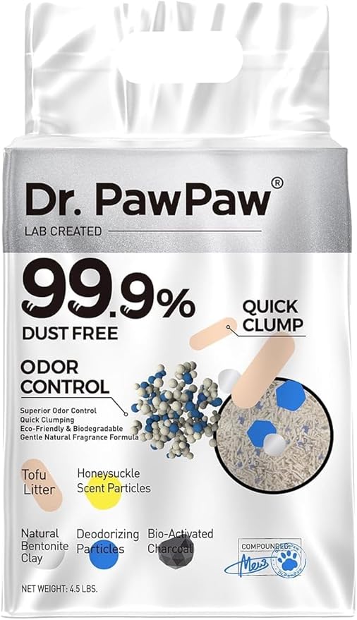 Dr. PawPaw Tofu Cat Litter, Honeysuckle Scent, 4 Pack