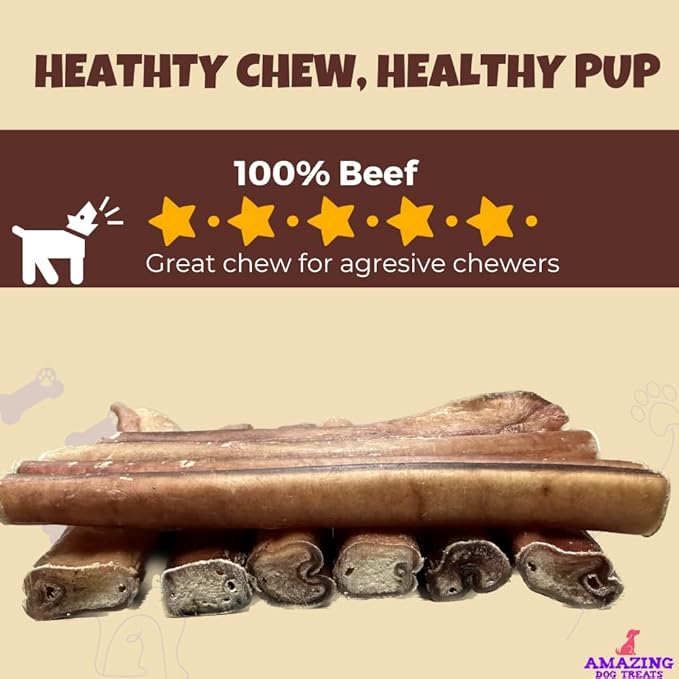 Amazing Dog Treats - 6 Inch Extra Thick Bully Sticks (50 Count) - Bulk Bully Sticks for Dogs - No Hide Bully Stick Dog Bones