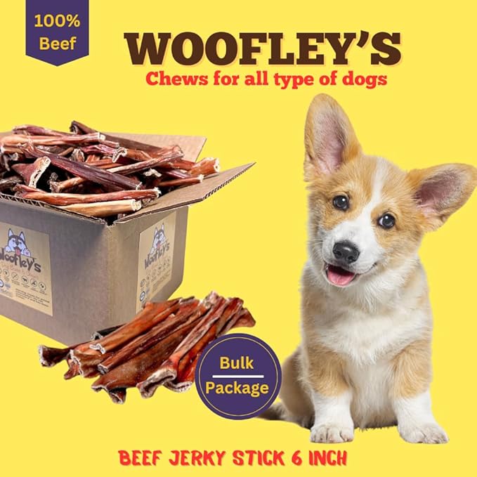 Woofley's - Esophagus Stick (50 Count)- Gullet Sticks for Dogs - Safe Jerky Dog Chews -Easily Digestible Dog Jerky Bully Sticks