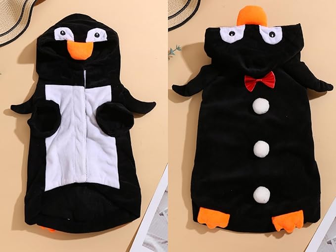 Pet Costume for Small Dogs Cats,Halloween Hoodies Winter Puppy Coat Outfits Funny Pajamas Clothes for Christmas Party,Penguin L