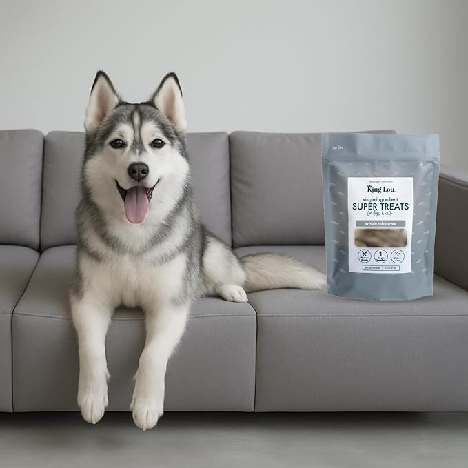 King Lou Pets - Whole Minnows for Cats and Dogs - Freeze Dried Minnows - USA-Made Freeze Dried Dog Treats and Cat Treats - Omega Rich for Skin and Coat Health - 1 lb Prior to Freeze-Drying