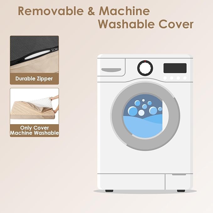 EHEYCIGA Orthopedic Dog Beds for Large Dogs with Removable Washable Cover for Crate, Khaki, 35x23