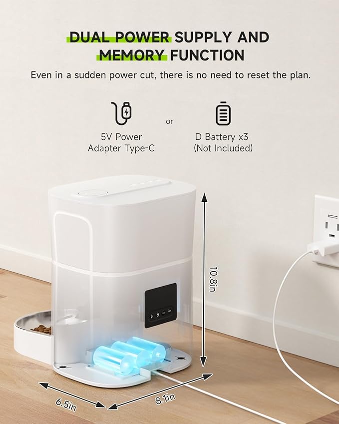 Cordless Dog Water Fountain 7L,Battery Operated Wirelss Dog Water Dispenser +3L Automatic Cat Feeder,5G & 2.4G Wi-Fi Timed Cat Food Dispenser, 1-10 Meals Per Day