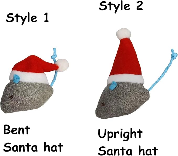 6-Pack Catnip Cat Mice Toys with Cute Christmas Hats - Holiday Cat Plush Toy Set for Cats & Kittens, Festive Interactive Catnip Mice for Indoor Cats, Durable & Fun Christmas-Themed Cat Toys-Style 2