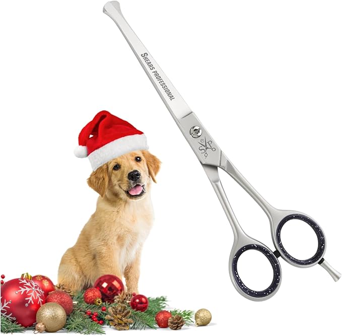Dog Grooming Scissors, Hair Cutting Scissors, Straight for Pet and Saloon Use (Ball Tip STR 4.5) Grooming Scissor for Dog with Round Tip