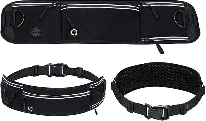 Waist Leash for Dog Walking, Waist Running Leash with Zipper, Walking Pouch for Dog Walking, Reflective Dual Padded Handles Walking Leashs, Bungee Retractable Running for Medium to Large Dogs