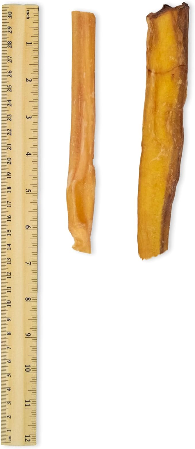 GigaBite Single Ingredient All Natural Free Range Bully Treats and Chews - Bully Sticks/Bladder Sticks/Beef Esophagus by Best Pet Supplies - Bully Sticks (Regular 6"), 1 Pound
