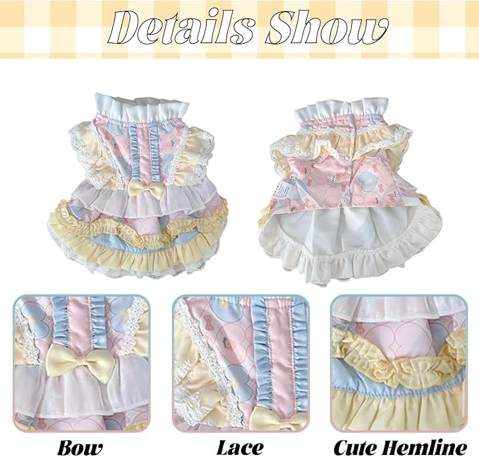 MengYu Puppy Dress Cat Lolita Dress (Pink&Yellow, S)