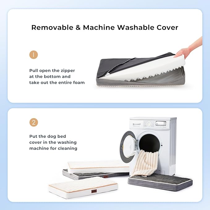 Dog Crate Bed for Medium Size Dog - Waterproof Puppy Bed for 30 Inch Kennel with Removable Washable Corduroy Cover, Orthopedic Support with Egg Crate Foam Filling, Grey