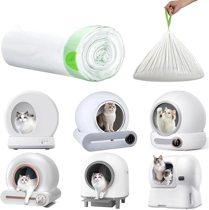 120 Count Miwow Cat Liner for Automatic Litter Box, Litter Box Liner Replacement Waste Bags, Thickened Leak-Proof & Odor-Proof Design, Compatible for Meowant and More Automatic Litter Box (6 Rolls)