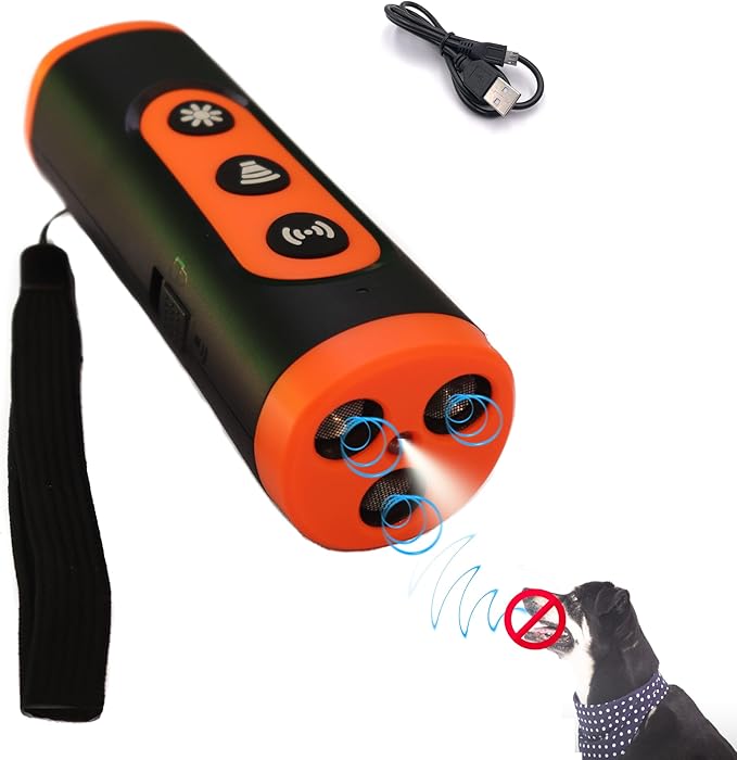 Dog Bark Deterrent Devices, Anti Barking Device for Dogs, 2025 Ultrasonic Upgraded 3 in 1 Dog Bark Deterrent, Sonic Trainer to Correct Dog's Bad Behavior for Outdoors Indoor Safely (Rechargeable)