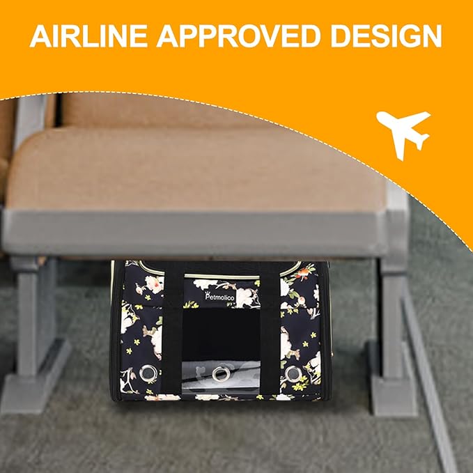 Petmolico Cat Carrier Soft-Sided Pet Bag for Small Medium Cats Puppies 16LBs - Airline Approved Pet Travel Carrier 3 Open Doors (Medium,Mixed Yellow)