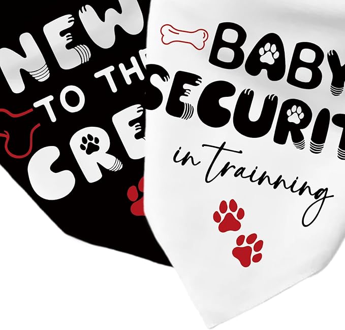 Dog Bandana 2 Pcs, Baby Pet Scarf Gifts for Dog Girl Boy, Black and White Triangle Puppy Scarf Kerchief Bandana for Small Medium Pet Dogs On Birthday, Paw Print Gifts for Dogs Lovers