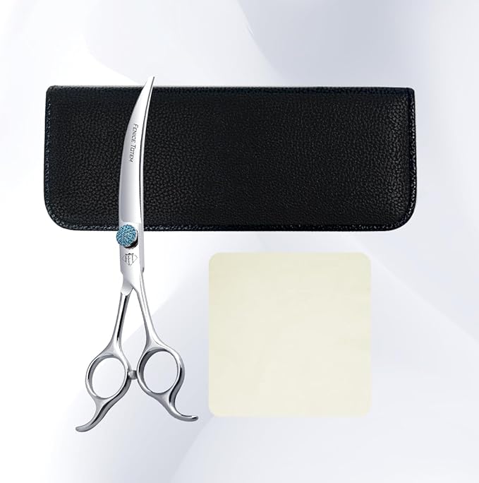 Fenice Professional Grooming Curved Shear: 45 Degree Super Curves Scissors for Dogs 6.5" Big Arc Curved Shears Made Of Japanese 440C Stainless Steel