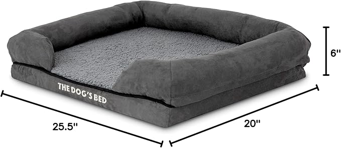 The Dog’s Bed, Small Plush Grey, Memory Foam, Pain Relief: Arthritis, Hip & Elbow Dysplasia, Post Surgery, Lameness, Supportive, Calming, Waterproof Washable Cover
