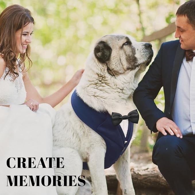 AVERYDAY Dog Tuxedo for Wedding Outfit, Dog Suit and Tie Costumes for Birthday, Halloween, Cosplay, Christmas Party, Pet Formal Wear with Bowtie, Tux for Medium Large Dogs, Bulldog, Labrador, Husky